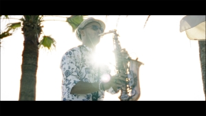 Saxophonist playing at Kerry and Stephen's wedding