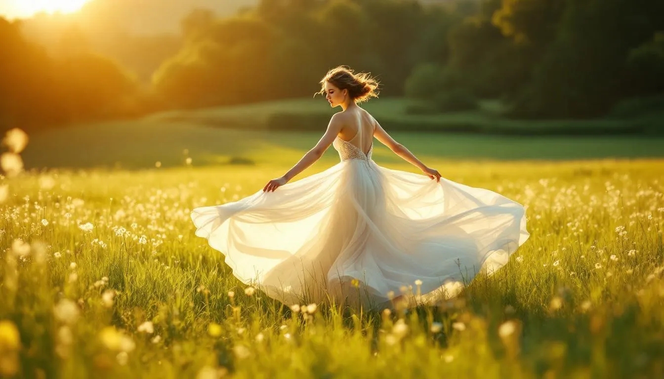 Bride in a field with cinematic video